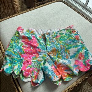 Lilly Pulitzer Pink and Green Floral High Waist Shorts